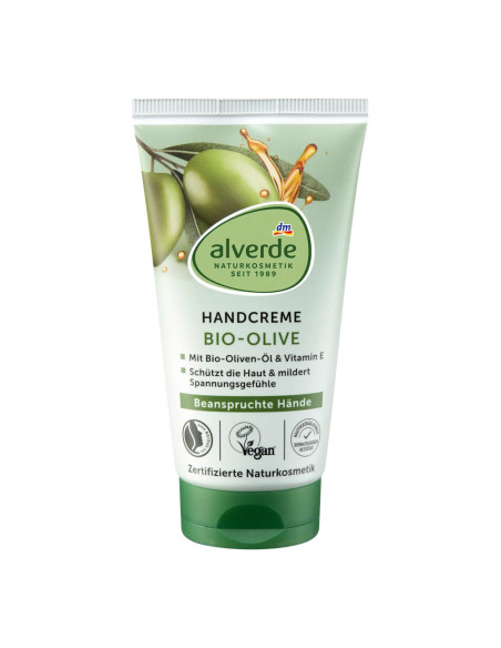 Crème Bio pour les mains à l'huile d'olive biologique Alverde